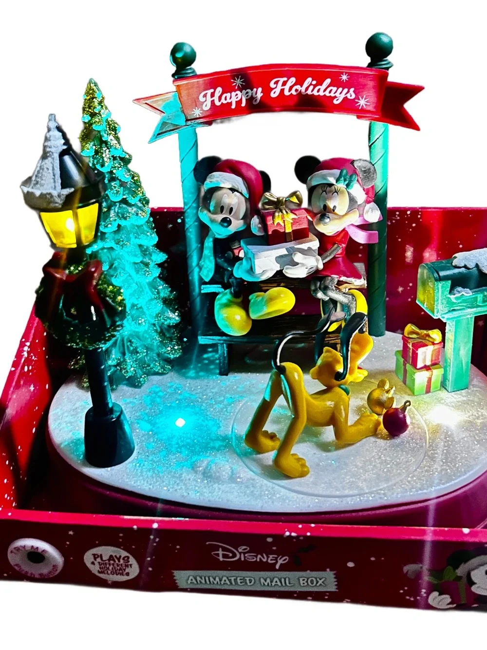 Disney ~ Mickey & Minnie Mouse Christmas Animated/Musical Mail Box Scene ~ New